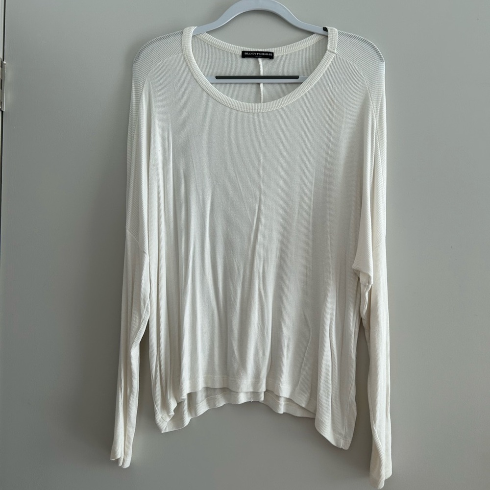Ultra Cozy Brandy Melville White Long Sleeve, one size